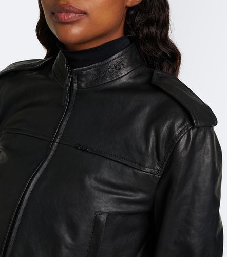 Gucci Bomber cropped in pelle - Gucci - Modalova