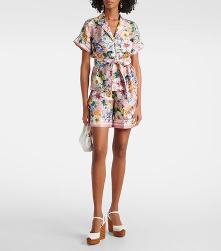 Shorts de sarga de seda floral - Dolce&Gabbana - Modalova