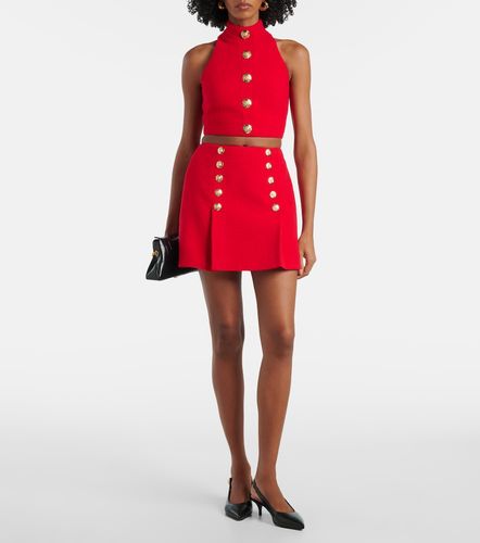 Halterneck wool-blend crepe top - Balmain - Modalova