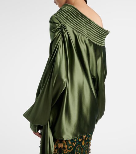Asymmetric draped silk-blend satin top - Dries Van Noten - Modalova