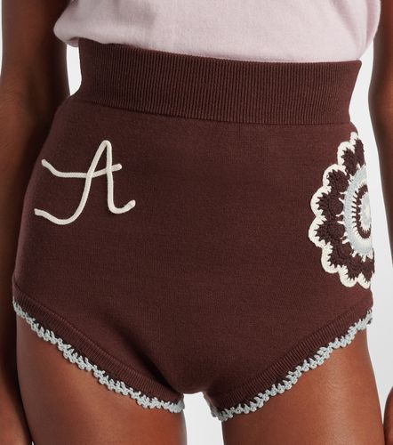 Crochet high-rise wool-blend micro shorts - Alemais - Modalova