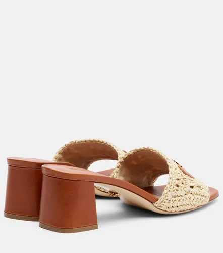 Logo raffia and leather mules - Versace - Modalova