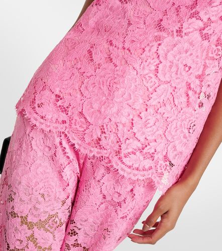 Top in crêpe con stampa floreale e pizzo - Dolce&Gabbana - Modalova