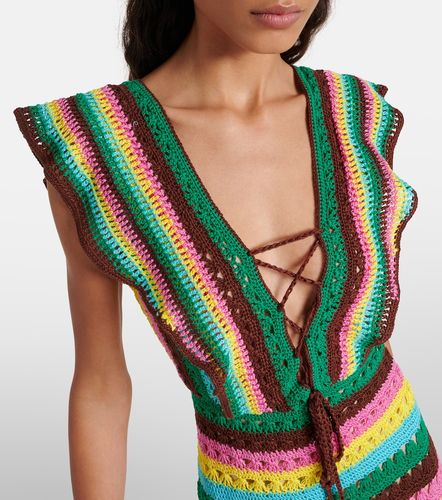 Vestido corto de croché de algodón a rayas - Anna Kosturova - Modalova