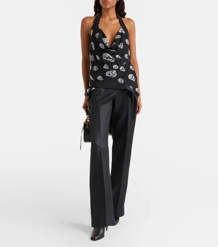 Top asimétrico Skull de chifón de seda - McQueen - Modalova