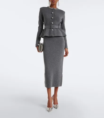 Peplum wool and cotton-blend midi dress - Self-Portrait - Modalova