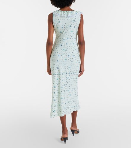 Abito midi in seta floreale con pizzo - Alessandra Rich - Modalova