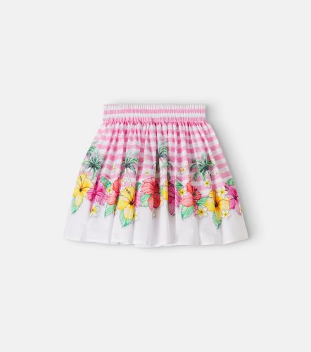 Falda de algodón a rayas floral - Monnalisa - Modalova