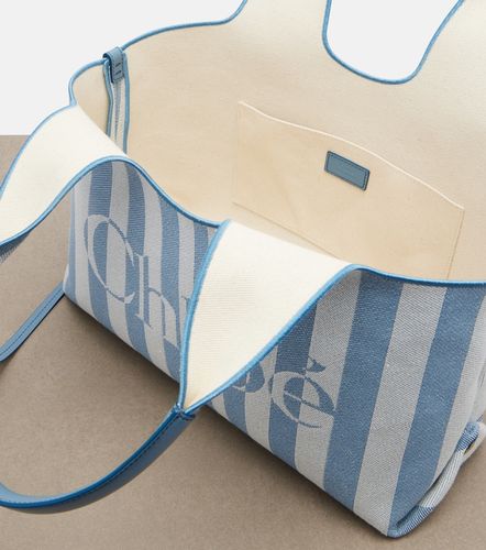 Chloé Shopper Stripy in canvas con logo - Chloe - Modalova