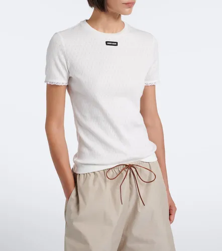 Miu Miu Pointelle cotton T-shirt - Miu Miu - Modalova