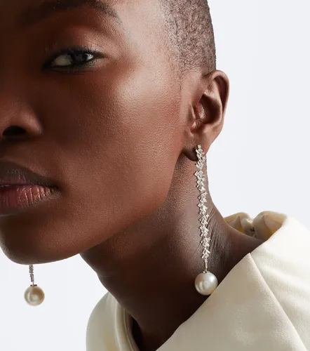 Kt gold drop earrings with diamonds and pearls - Suzanne Kalan - Modalova