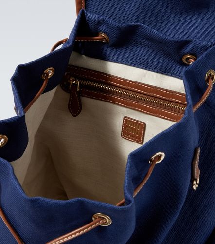 Leather-trimmed canvas backpack - Miu Miu - Modalova