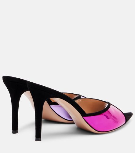 Confetti suede-trimmed metallic leather mules - Gianvito Rossi - Modalova