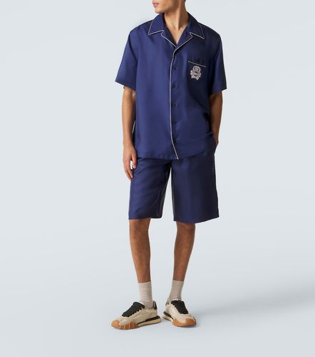 Camisa bowling de satén de seda con logo - Dolce&Gabbana - Modalova