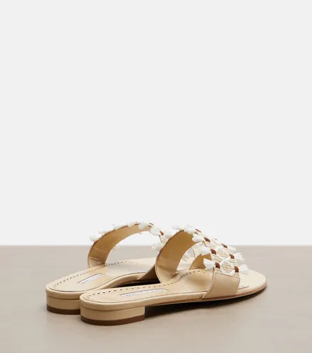 Brava raffia-trimmed leather sandals - Manolo Blahnik - Modalova