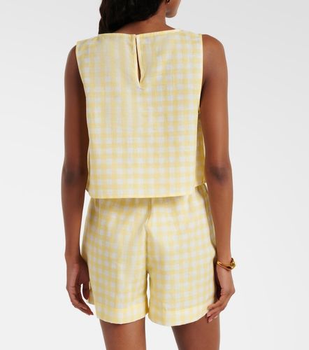 Top cropped Kobe in lino e cotone a quadri - Asceno - Modalova