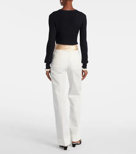 Pantalones rectos de algodón y lino - Valentino Garavani - Modalova