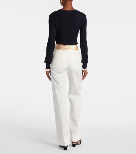 Pantalones rectos de algodón y lino - Valentino - Modalova