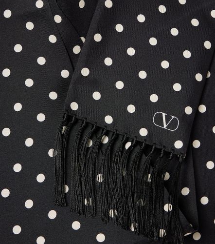 Sciarpa in seta a pois con frange - Valentino - Modalova