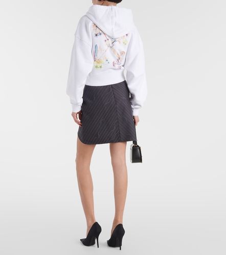 Felpa cropped con stampa e cappuccio - Off-White - Modalova