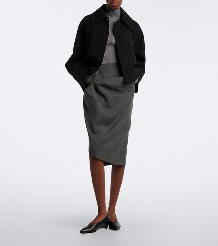 Draped asymmetric virgin wool midi skirt - Victoria Beckham - Modalova
