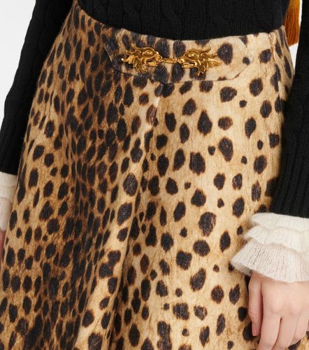 Leopard-print wool midi skirt - Valentino - Modalova
