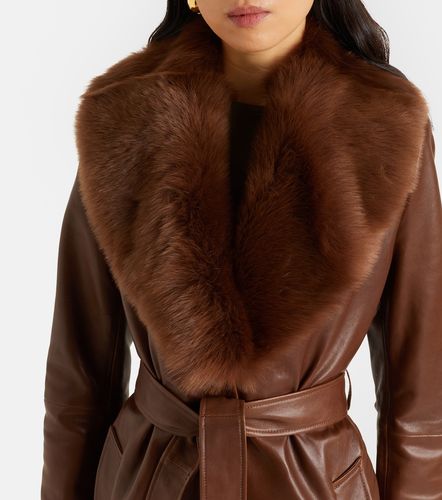 Dakota shearling-trimmed leather coat - Nour Hammour - Modalova