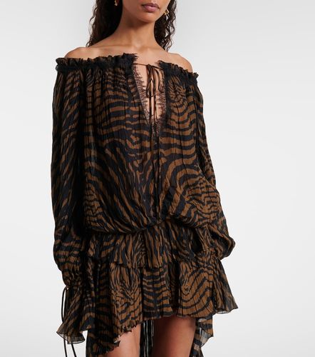 Top de chifón con encaje estampado - Blumarine - Modalova