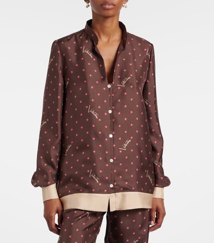 Camisa de pijama de seda estampada con logo - Valentino - Modalova