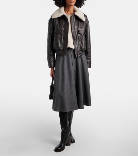 Chaqueta bomber de piel con borrego - Brunello Cucinelli - Modalova