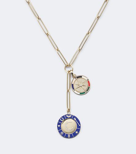 Crescent & Internal Compass 18kt and ceramic necklace with diamonds - FoundRae - Modalova
