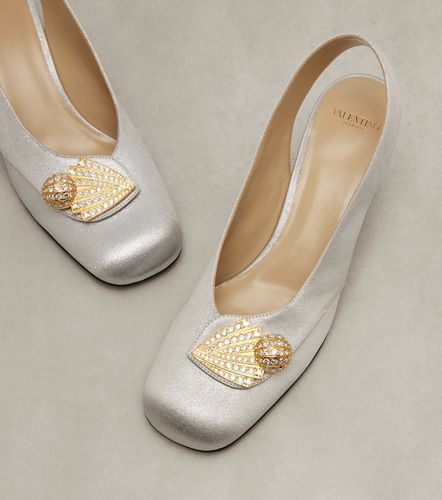 Adamantine embellished satin slingback pumps - Valentino Garavani - Modalova