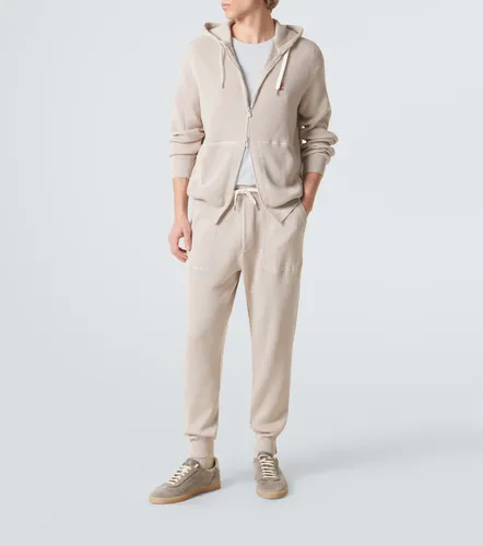 Logo ribbed-knit cotton zip-up hoodie - Brunello Cucinelli - Modalova