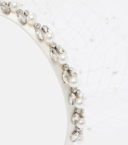 Embellished satin and fishnet headband - Self-Portrait - Modalova