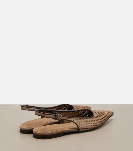 Perforated leather slingback flats - Brunello Cucinelli - Modalova
