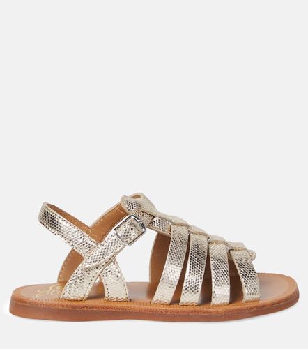 Sandalias Plagette Strap de piel metalizada - Pom d'Api - Modalova
