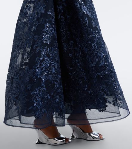 Abito lungo bustier in pizzo con paillettes - Elie Saab - Modalova