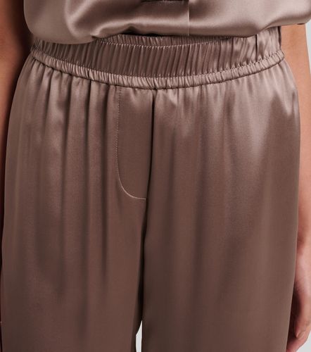 Silk-blend satin wide-leg pants - Brunello Cucinelli - Modalova