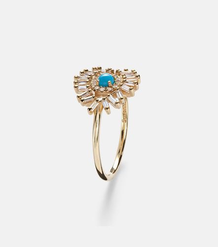 Anello Evil Eye Mini in 18kt con turchese e diamanti - Suzanne Kalan - Modalova