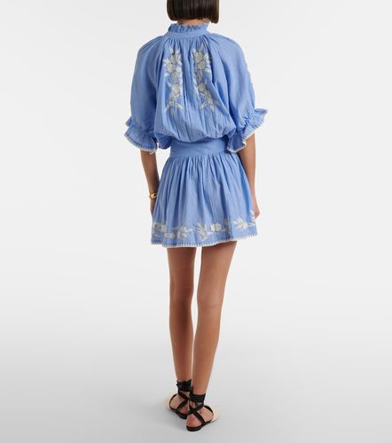 Embroidered cotton chambray minidress - Juliet Dunn - Modalova