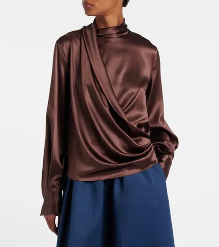 Draped silk-blend satin blouse - Brunello Cucinelli - Modalova
