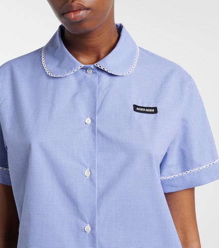 Camicia in popeline di cotone con pizzo - Miu Miu - Modalova