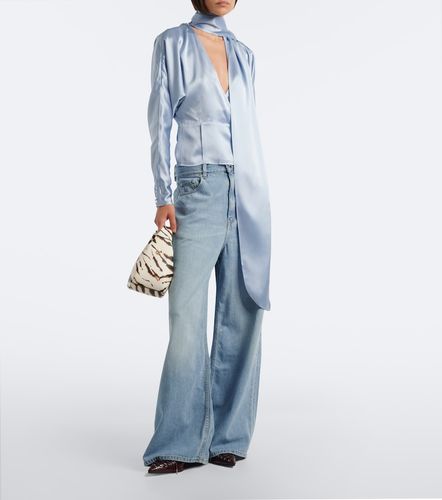 Ganni Blusa con sciarpa in satin - Ganni - Modalova