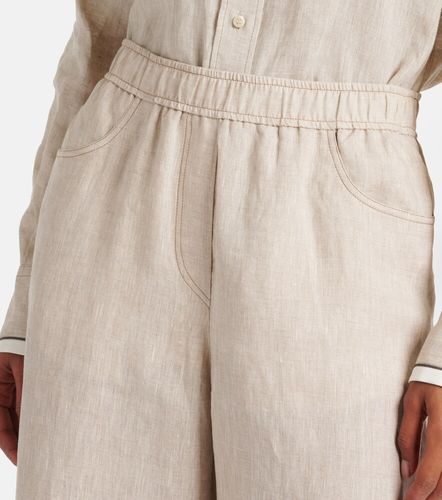 Pantaloni a gamba larga cropped in lino - Brunello Cucinelli - Modalova