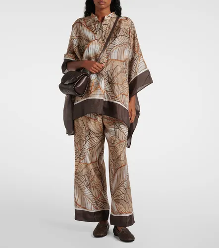 Pantalones anchos de seda estampados - Brunello Cucinelli - Modalova