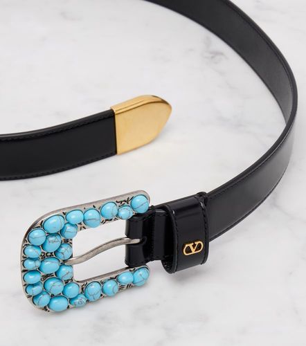 Cinturón de piel con VLogo adornado - Valentino Garavani - Modalova