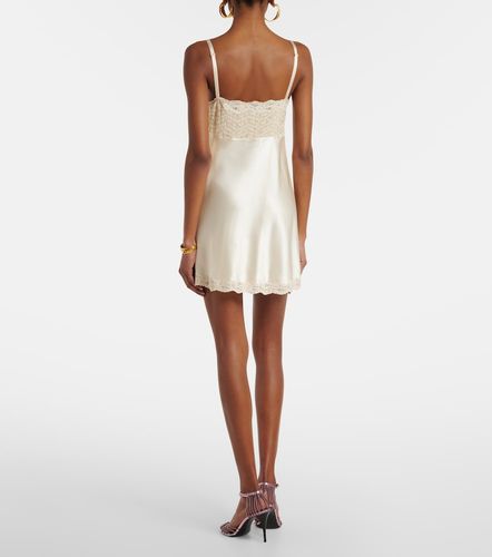 Abito sottoveste in raso di seta con pizzo - Saint Laurent - Modalova