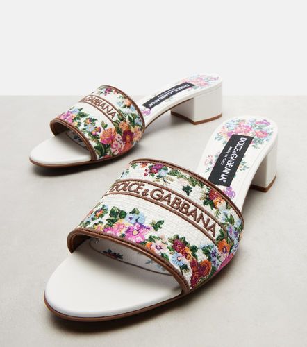 Bestickte Pantoletten mit Leder - Dolce&Gabbana - Modalova