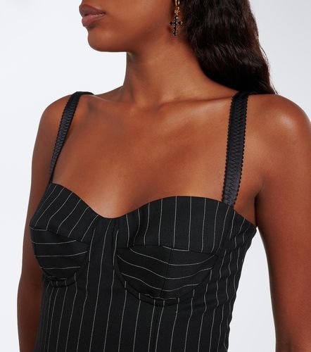 Pinstriped wool and silk-blend bustier dress - Dolce&Gabbana - Modalova