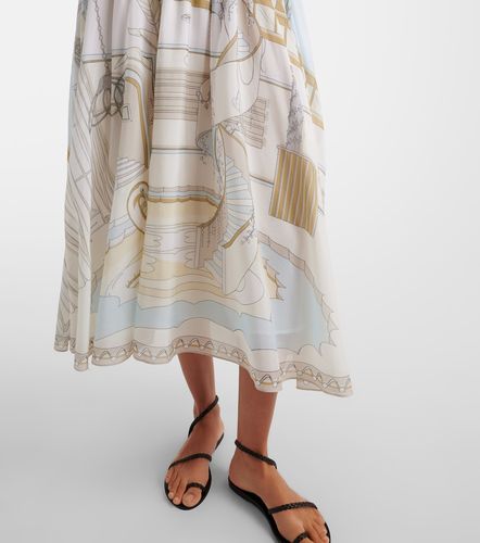 Abito midi in seta e cotone con stampa - Tory Burch - Modalova